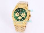 Copy AP Royal Oak Chronograph Frosted Gold Watch Green Chronograph Dial 41MM